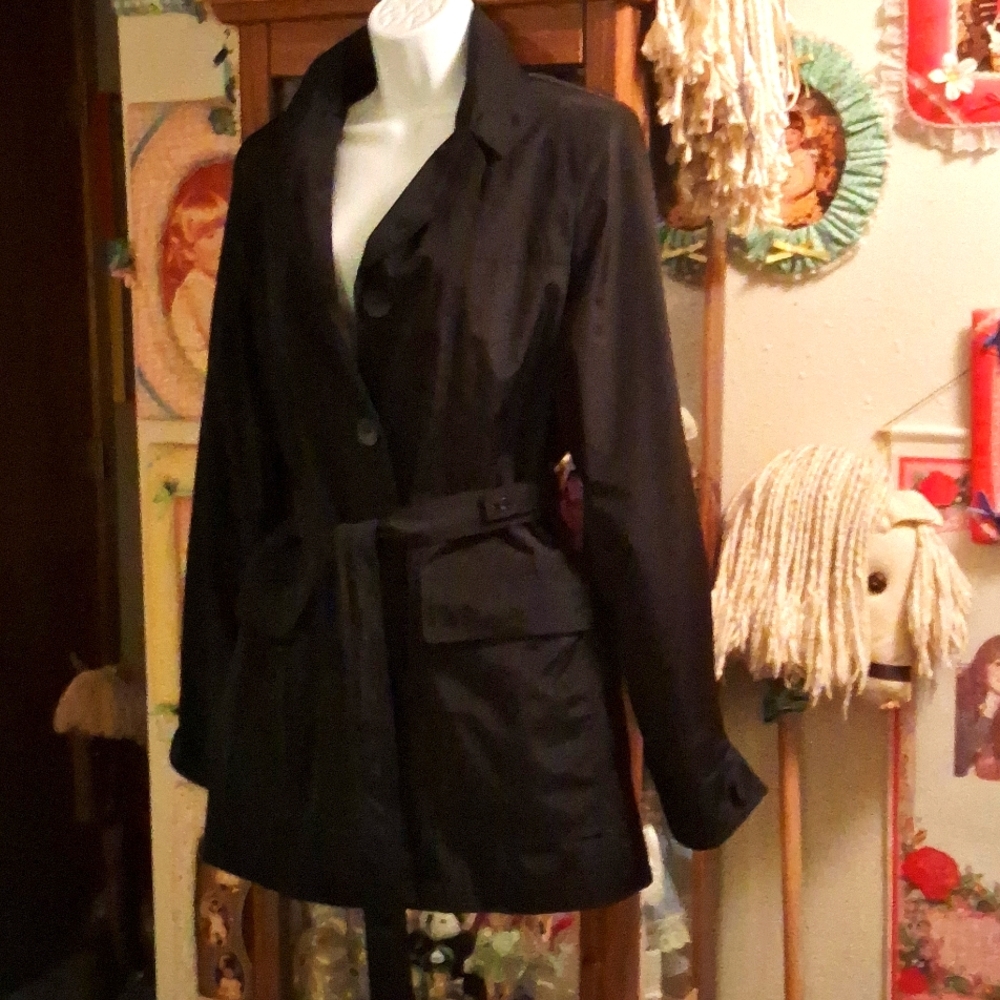 NWT,Vintage 80's,Black,Midi,Coat with Removable Fleece Lining,Deep Front Pockets